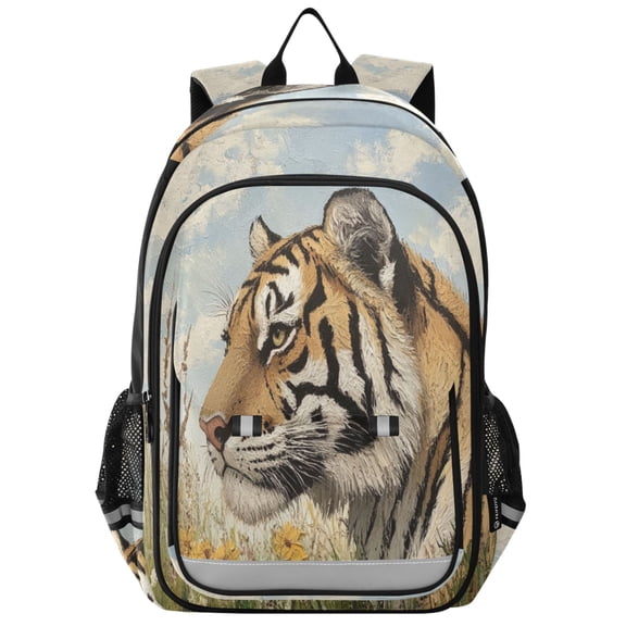 Backpack 12.9 *5.1 * 17.7 Inches Outing Backpack, Shopping Backpack, Travel Backpack Prairie Cartoon Tiger