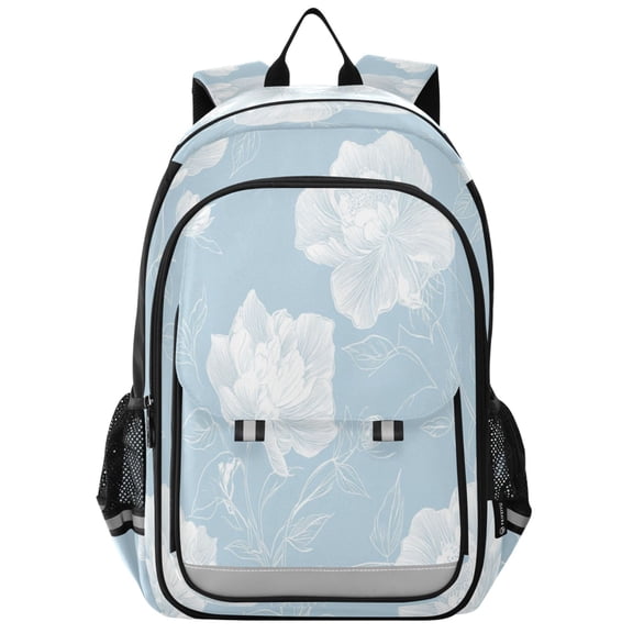 Backpack 12.9 *5.1 * 17.7 Inches Outing Backpack, Shopping Backpack, Travel Backpack Pretty Blue White Flowers