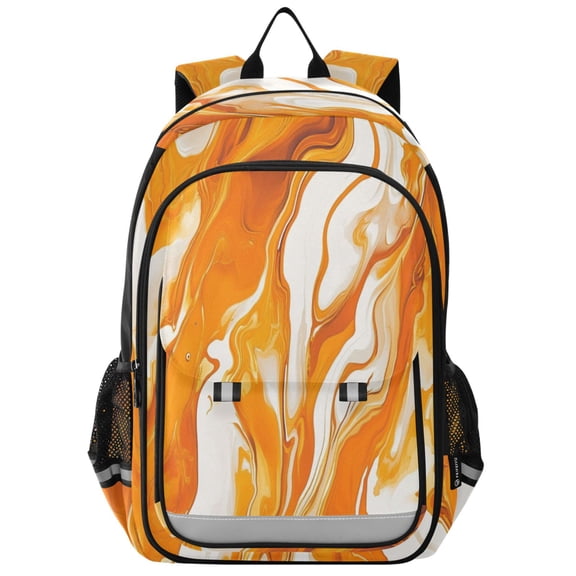 Backpack 12.9 *5.1 * 17.7 Inches Outing Backpack, Shopping Backpack, Travel Backpack Pretty Orange Marble
