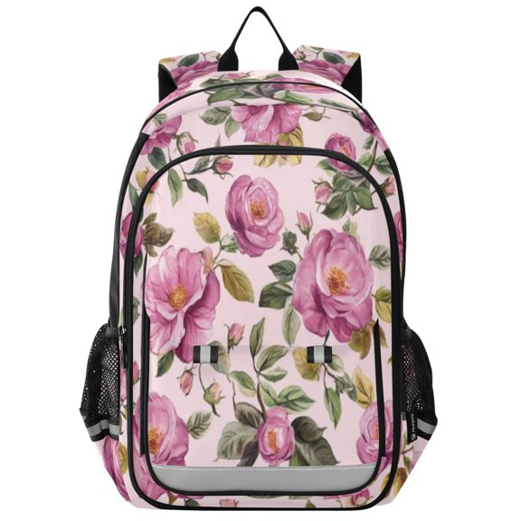 Backpack 12.9 *5.1 * 17.7 Inches Outing Backpack, Shopping Backpack, Travel Backpack Pretty Pink Flowers Seamless