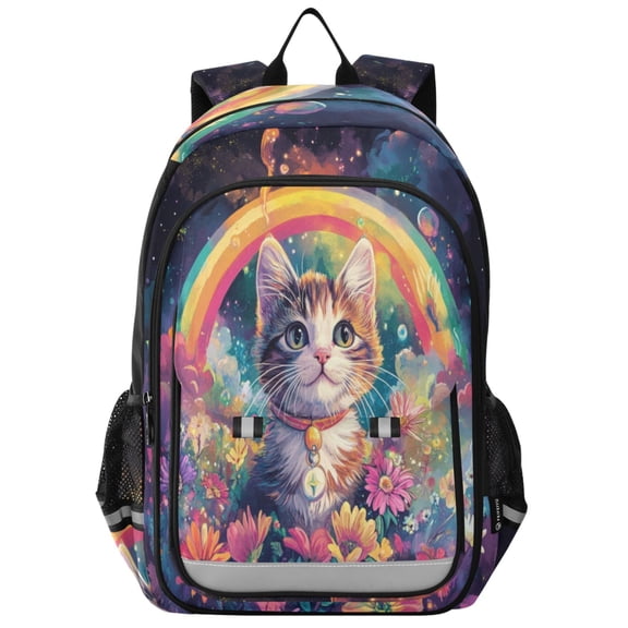 Backpack 12.9 *5.1 * 17.7 Inches Outing Backpack, Shopping Backpack, Travel Backpack Pretty Rainbow Cat