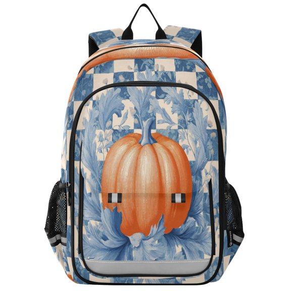 Backpack 12.9 *5.1 * 17.7 Inches Outing Backpack, Shopping Backpack, Travel Backpack Pumpkin on Checker