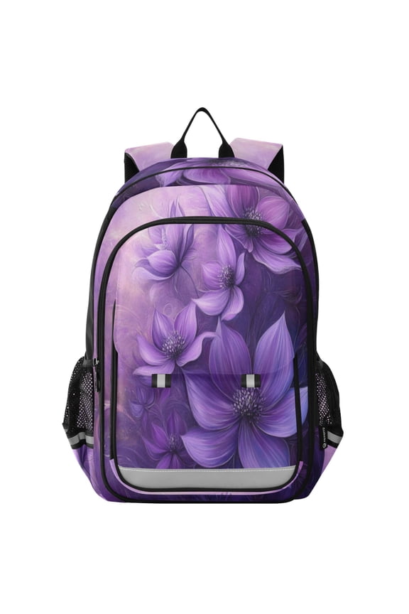 Backpack 12.9 *5.1 * 17.7 Inches Outing Backpack, Shopping Backpack, Travel Backpack Purple Flower Picture