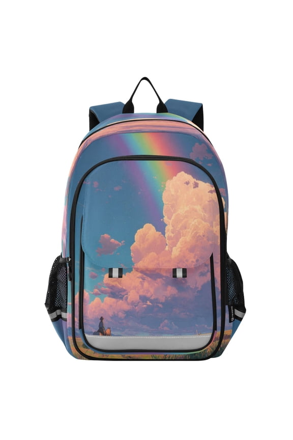 Backpack 12.9 *5.1 * 17.7 Inches Outing Backpack, Shopping Backpack, Travel Backpack Rainbow Colors Pouring Sky
