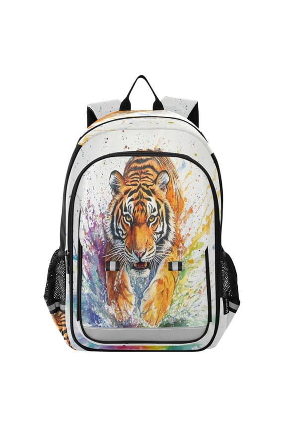 Backpack 12.9 *5.1 * 17.7 Inches Outing Backpack, Shopping Backpack, Travel Backpack Rainbow Cute Tiger