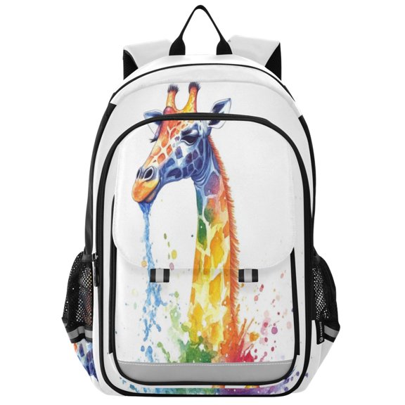 Backpack 12.9 *5.1 * 17.7 Inches Outing Backpack, Shopping Backpack, Travel Backpack Rainbow Giraffe
