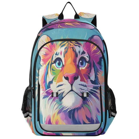 Backpack 12.9 *5.1 * 17.7 Inches Outing Backpack, Shopping Backpack, Travel Backpack Rainbow Tiger Cub