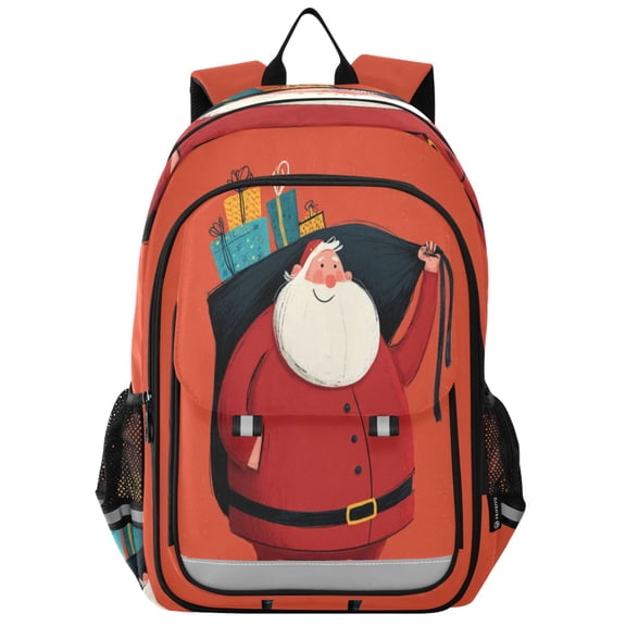 Backpack 12.9 *5.1 * 17.7 Inches Outing Backpack, Shopping Backpack, Travel Backpack Red Cartoon Santa Claus