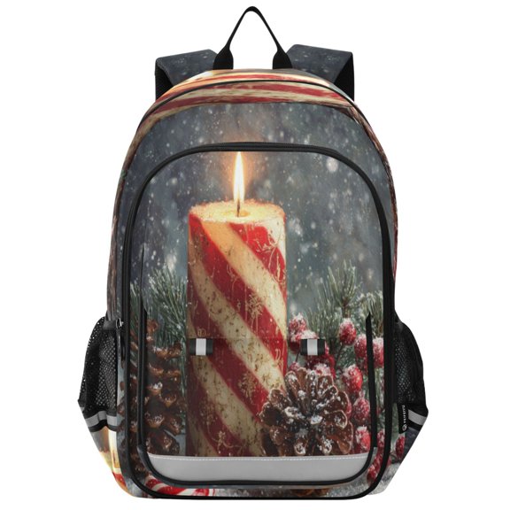Backpack 12.9 *5.1 * 17.7 Inches Outing Backpack, Shopping Backpack, Travel Backpack Red Christmas Candle