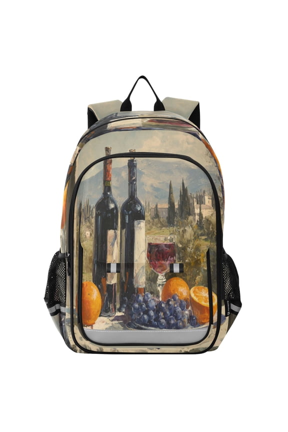 Backpack 12.9 *5.1 * 17.7 Inches Outing Backpack, Shopping Backpack, Travel Backpack Red Wine Grape Pattern