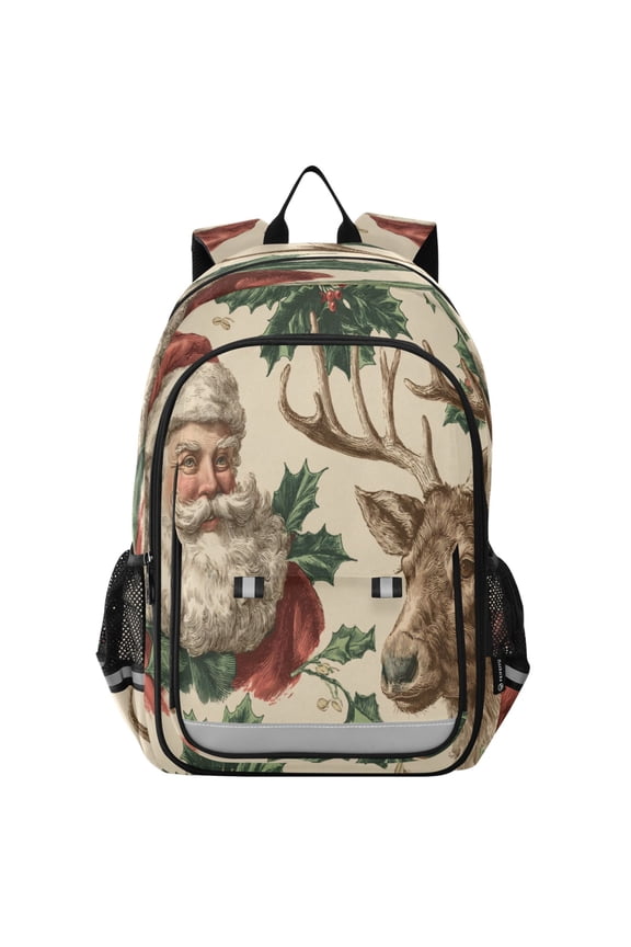 Backpack 12.9 *5.1 * 17.7 Inches Outing Backpack, Shopping Backpack, Travel Backpack Retro Christmas Illustration