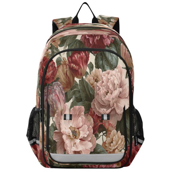 Backpack 12.9 *5.1 * 17.7 Inches Outing Backpack, Shopping Backpack, Travel Backpack Retro Flowers