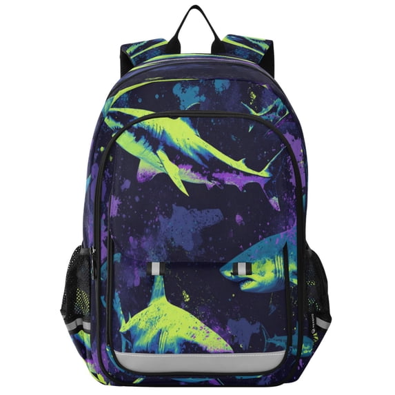 Backpack 12.9 *5.1 * 17.7 Inches Outing Backpack, Shopping Backpack, Travel Backpack Rock N Roll Shark Art