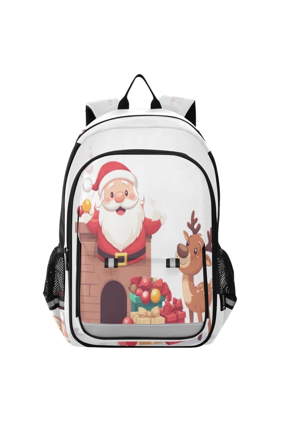 Backpack 12.9 *5.1 * 17.7 Inches Outing Backpack, Shopping Backpack, Travel Backpack Santa Claus and Deer Pictures