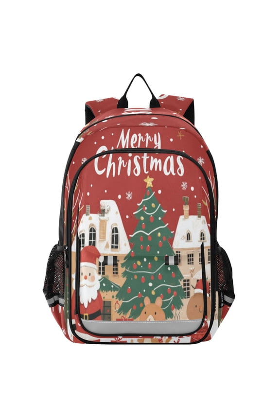 Backpack 12.9 *5.1 * 17.7 Inches Outing Backpack, Shopping Backpack, Travel Backpack Santa Claus and Tree Pictures