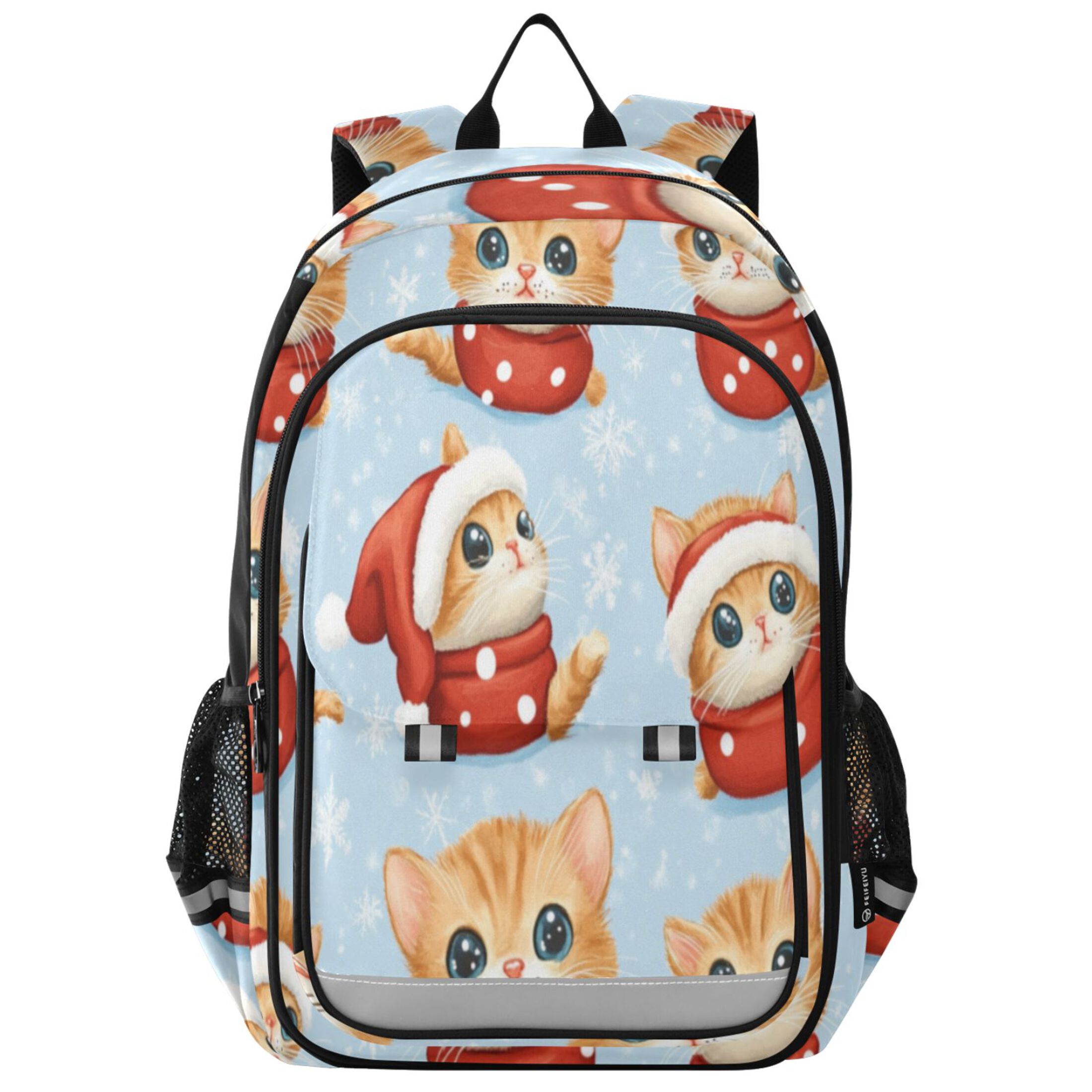 Backpack 12.9 *5.1 * 17.7 Inches Outing Backpack, Shopping Backpack, Travel Backpack Santa Hat Cat