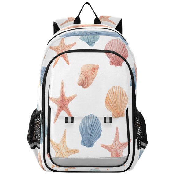 Backpack 12.9 *5.1 * 17.7 Inches Outing Backpack, Shopping Backpack, Travel Backpack Seamless Shell Flower Art