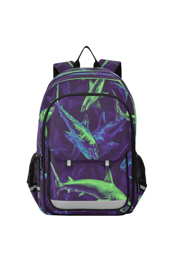 Backpack 12.9 *5.1 * 17.7 Inches Outing Backpack, Shopping Backpack, Travel Backpack Sharks Swimming Around Art