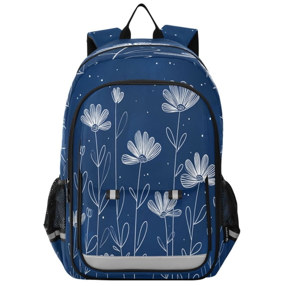 Backpack 12.9 *5.1 * 17.7 Inches Outing Backpack, Shopping Backpack, Travel Backpack Simple White Outline Daisies