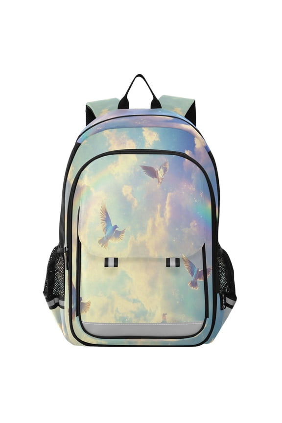 Backpack 12.9 *5.1 * 17.7 Inches Outing Backpack, Shopping Backpack, Travel Backpack Sky Rainbow Pigeon