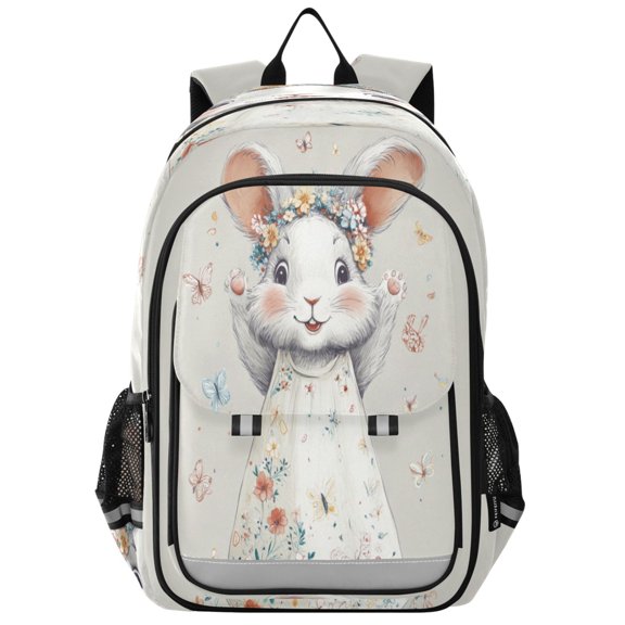 Backpack 12.9 *5.1 * 17.7 Inches Outing Backpack, Shopping Backpack, Travel Backpack Smiling White Rabbit
