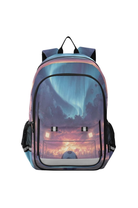Backpack 12.9 *5.1 * 17.7 Inches Outing Backpack, Shopping Backpack, Travel Backpack Soccer Ball Aurora Borealis