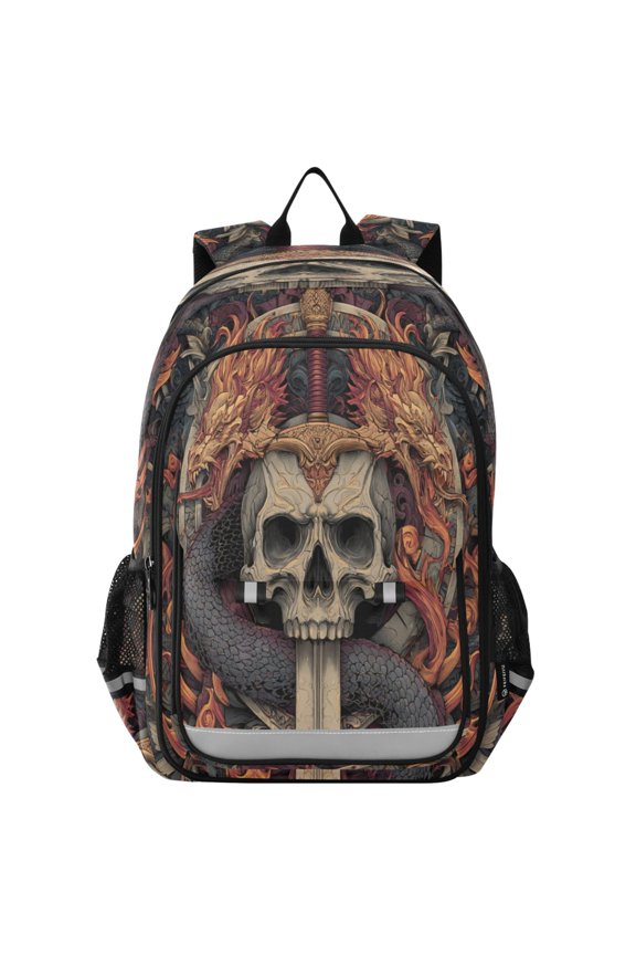 Backpack 12.9 *5.1 * 17.7 Inches Outing Backpack, Shopping Backpack, Travel Backpack Sword Skeleton