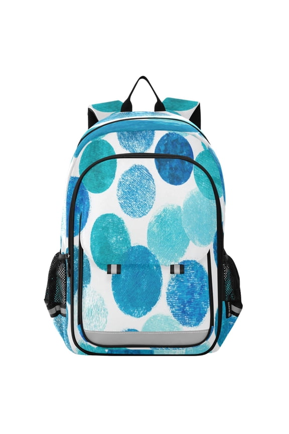 Backpack 12.9 *5.1 * 17.7 Inches Outing Backpack, Shopping Backpack, Travel Backpack Turquoise Brush Watercolor Dots