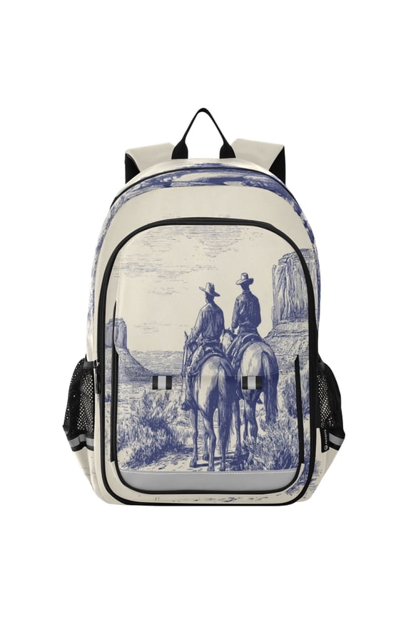 Backpack 12.9 *5.1 * 17.7 Inches Outing Backpack, Shopping Backpack, Travel Backpack Two Cowboys Desert