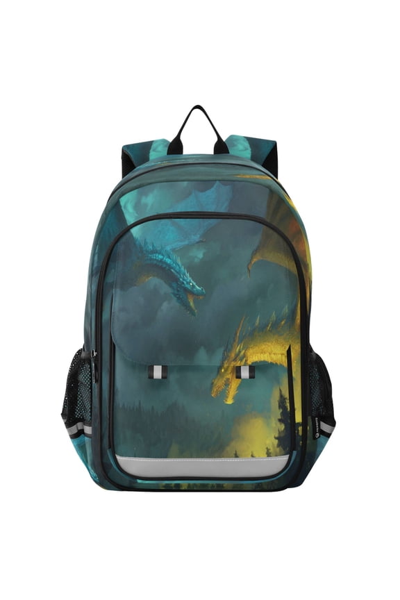 Backpack 12.9 *5.1 * 17.7 Inches Outing Backpack, Shopping Backpack, Travel Backpack Two Dragons Sky Blue Wings