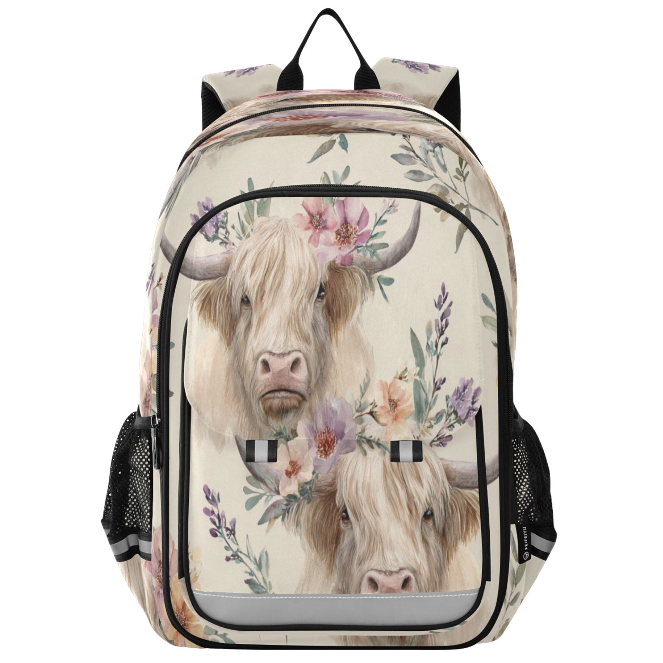 Cow Backback Backpack 12.9 *5.1 * 17.7 Inches Outing Backpack, Shopping Backpack ...