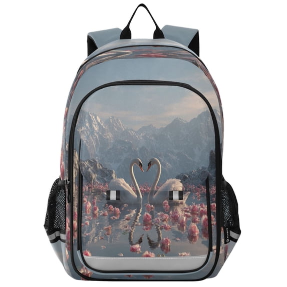 Backpack 12.9 *5.1 * 17.7 Inches Outing Backpack, Shopping Backpack, Travel Backpack Two Loving Swans