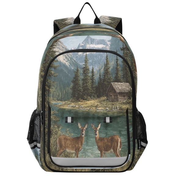Backpack 12.9 *5.1 * 17.7 Inches Outing Backpack, Shopping Backpack, Travel Backpack Two White Tailed Deer