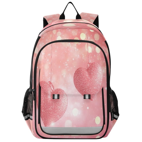 Backpack 12.9 *5.1 * 17.7 Inches Outing Backpack, Shopping Backpack, Travel Backpack Valentine's Day Pink Hearts