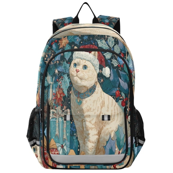 Backpack 12.9 *5.1 * 17.7 Inches Outing Backpack, Shopping Backpack, Travel Backpack Warm Christmas Cat