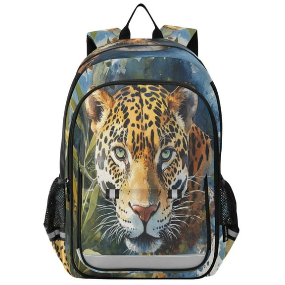 Backpack 12.9 *5.1 * 17.7 Inches Outing Backpack, Shopping Backpack, Travel Backpack Watercolor Beautiful Jaguar
