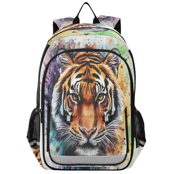 Backpack 12.9 *5.1 * 17.7 Inches Outing Backpack, Shopping Backpack, Travel Backpack Watercolor Beautiful Tiger