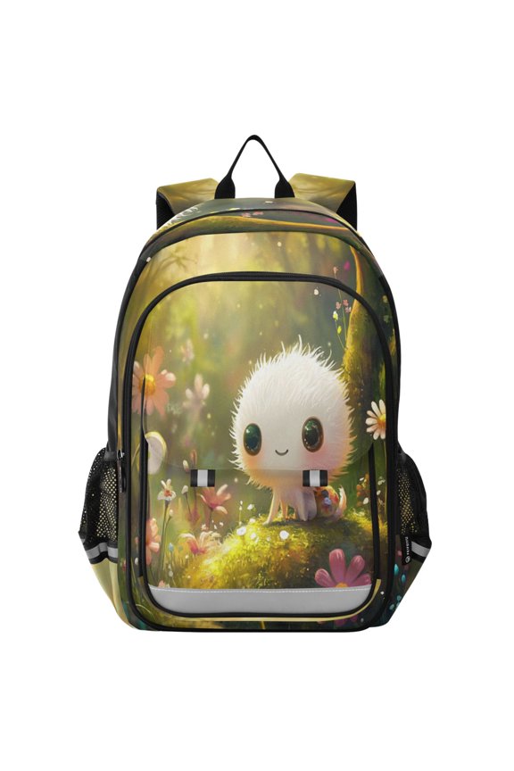 Backpack 12.9 *5.1 * 17.7 Inches Outing Backpack, Shopping Backpack, Travel Backpack White Cartoon Elf