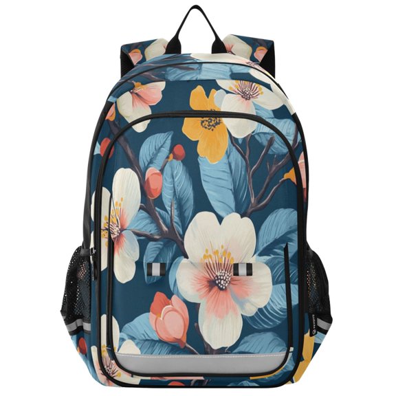 Backpack 12.9 *5.1 * 17.7 Inches Outing Backpack, Shopping Backpack, Travel Backpack White Flowers Beautiful