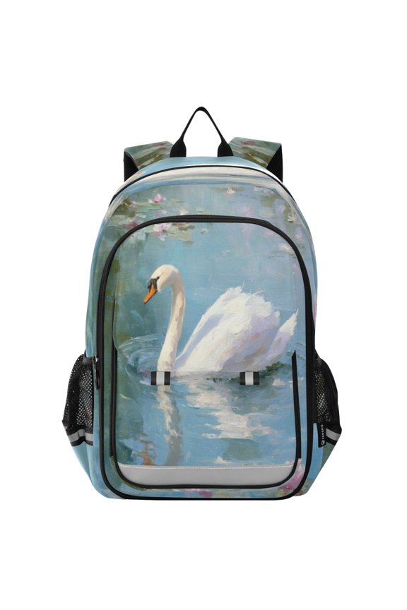Backpack 12.9 *5.1 * 17.7 Inches Outing Backpack, Shopping Backpack, Travel Backpack White Swan Gliding