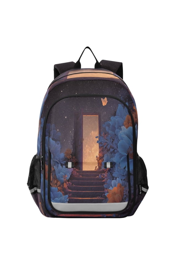 Backpack 12.9 *5.1 * 17.7 Inches Outing Backpack, Shopping Backpack, Travel Backpack Wooden Door Dream World Open