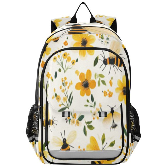Backpack 12.9 *5.1 * 17.7 Inches Outing Backpack, Shopping Backpack, Travel Backpack Yellow Flowers and Bees