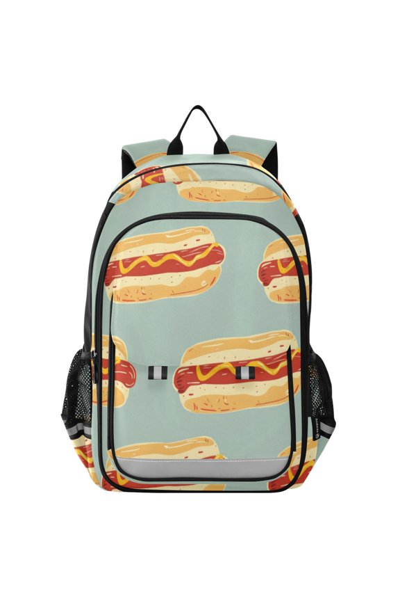 Backpack 12.9 *5.1 * 17.7 Inches Outing Backpack, Shopping Backpack, Travel Backpack Yellow Hot Dog