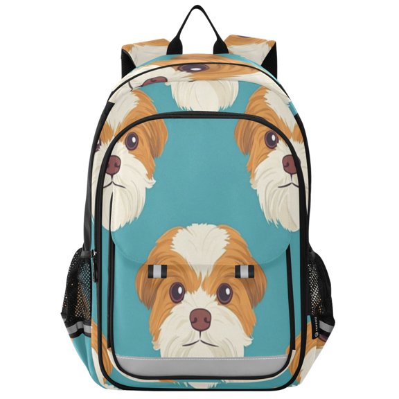 Backpack 12.9 *5.1 * 17.7 Inches Outing Backpack, Shopping Backpack, Travel Backpack Yellow Puppy Seamless