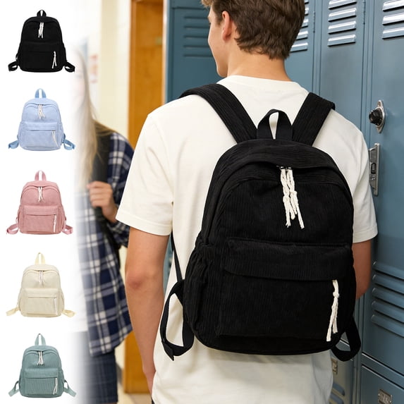 Backpack 12 Inch Preppy Lightweight Travel Backpack Large Capacity Corduroy Casual Daypack for College Teens Adults by Xuniizn