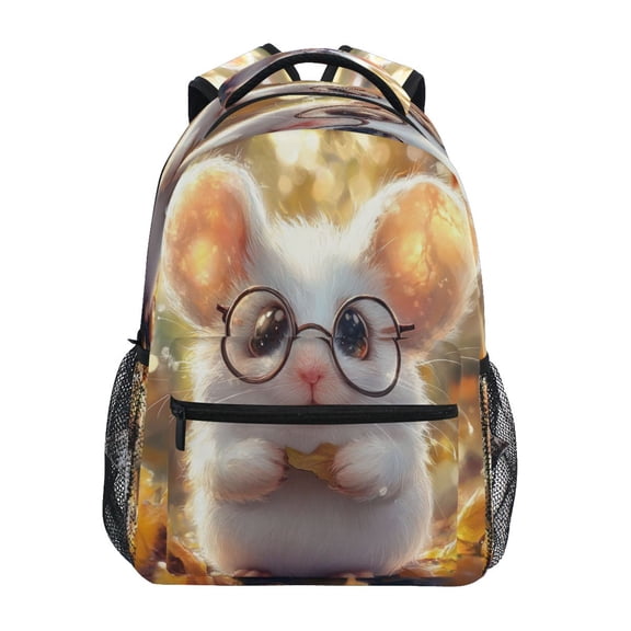 Backpack 16x11.4x6.9 Inches Fashion Backpack Shopping Travel Outing Backpack Adorable White Mouse