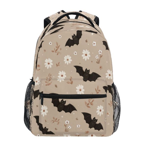 Backpack 16x11.4x6.9 Inches Fashion Backpack Shopping Travel Outing Backpack Bats and White Flowers