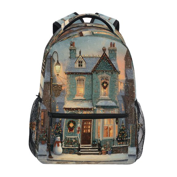 Backpack 16x11.4x6.9 Inches Fashion Backpack Shopping Travel Outing Backpack Beautiful Christmas House