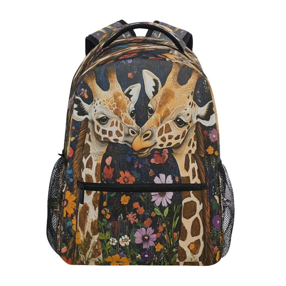 Backpack 16x11.4x6.9 Inches Fashion Backpack Shopping Travel Outing Backpack Beautiful Giraffes and Flowers