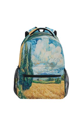 Backpack 16x11.4x6.9 Inches Fashion Backpack Shopping Travel Outing Backpack Beautiful Golden Wheat Field